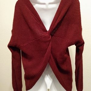 Zaful Burgundy Knit Knot Back Crop  Sweater 24" pp